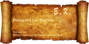 Benyovits Karsa névjegykártya